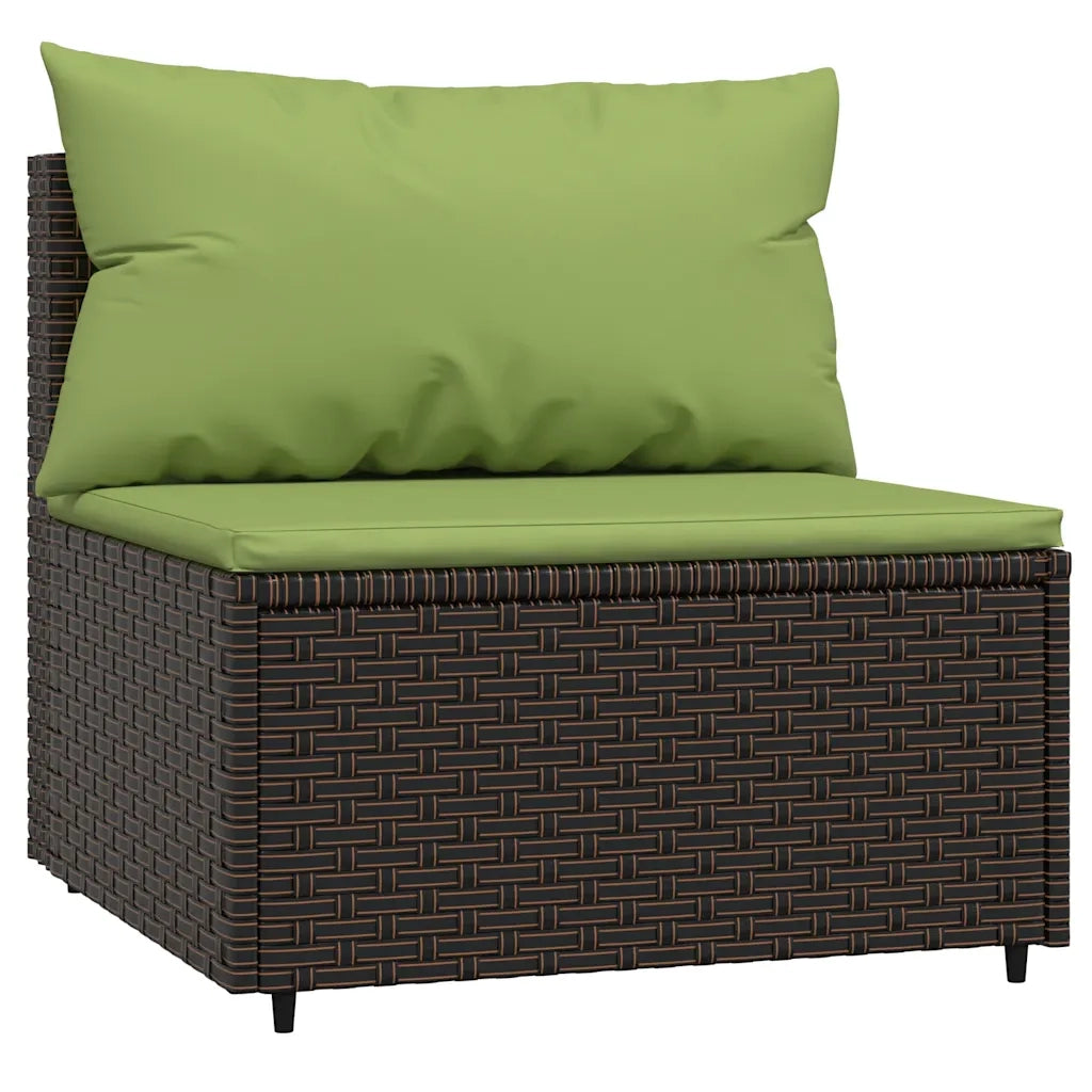 Divani Centrali da Giardino con Cuscini 2pz Polyrattan Marrone 319834
