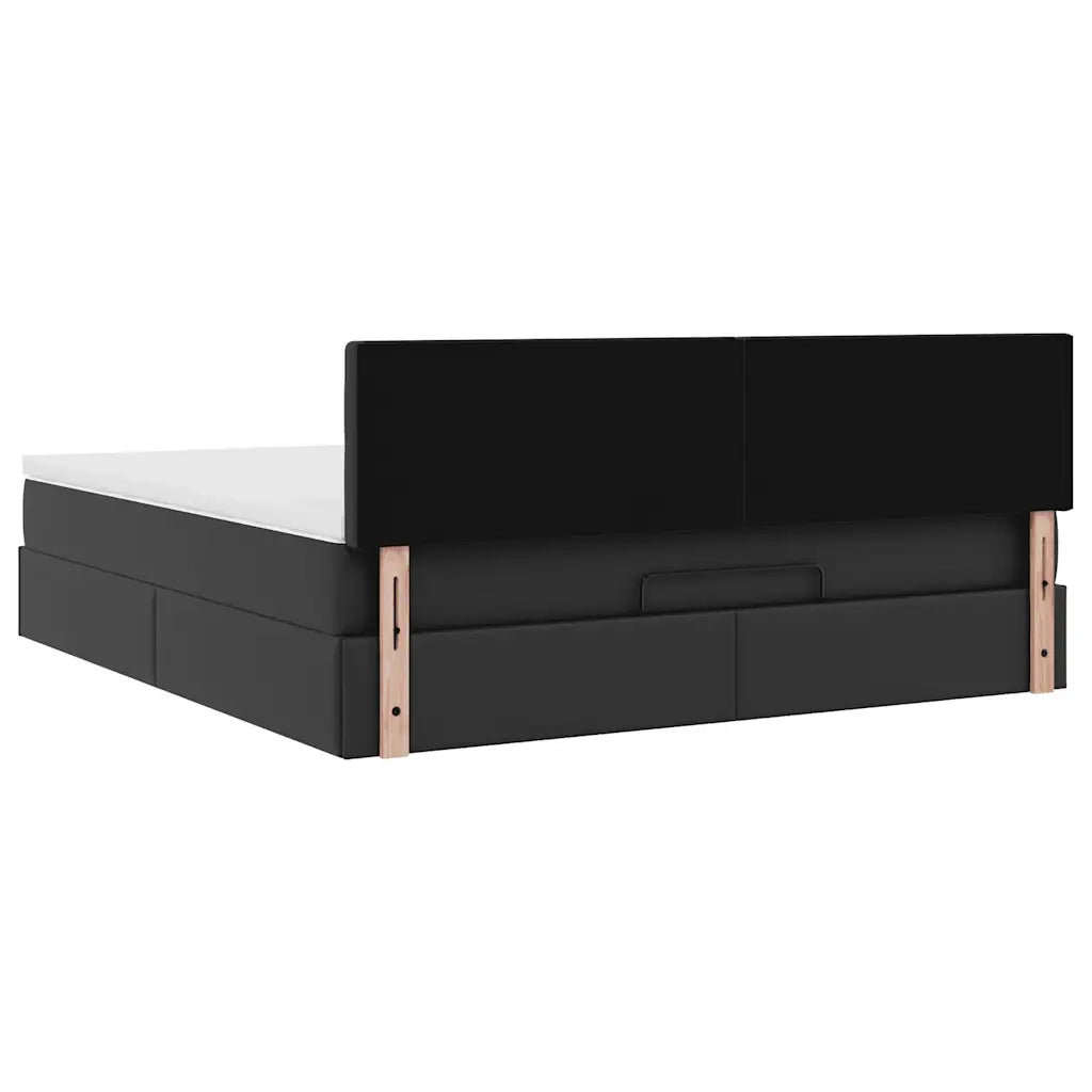 Pouf Letto con Materassi e LED Nero 160x200cm Similpelle 3312162