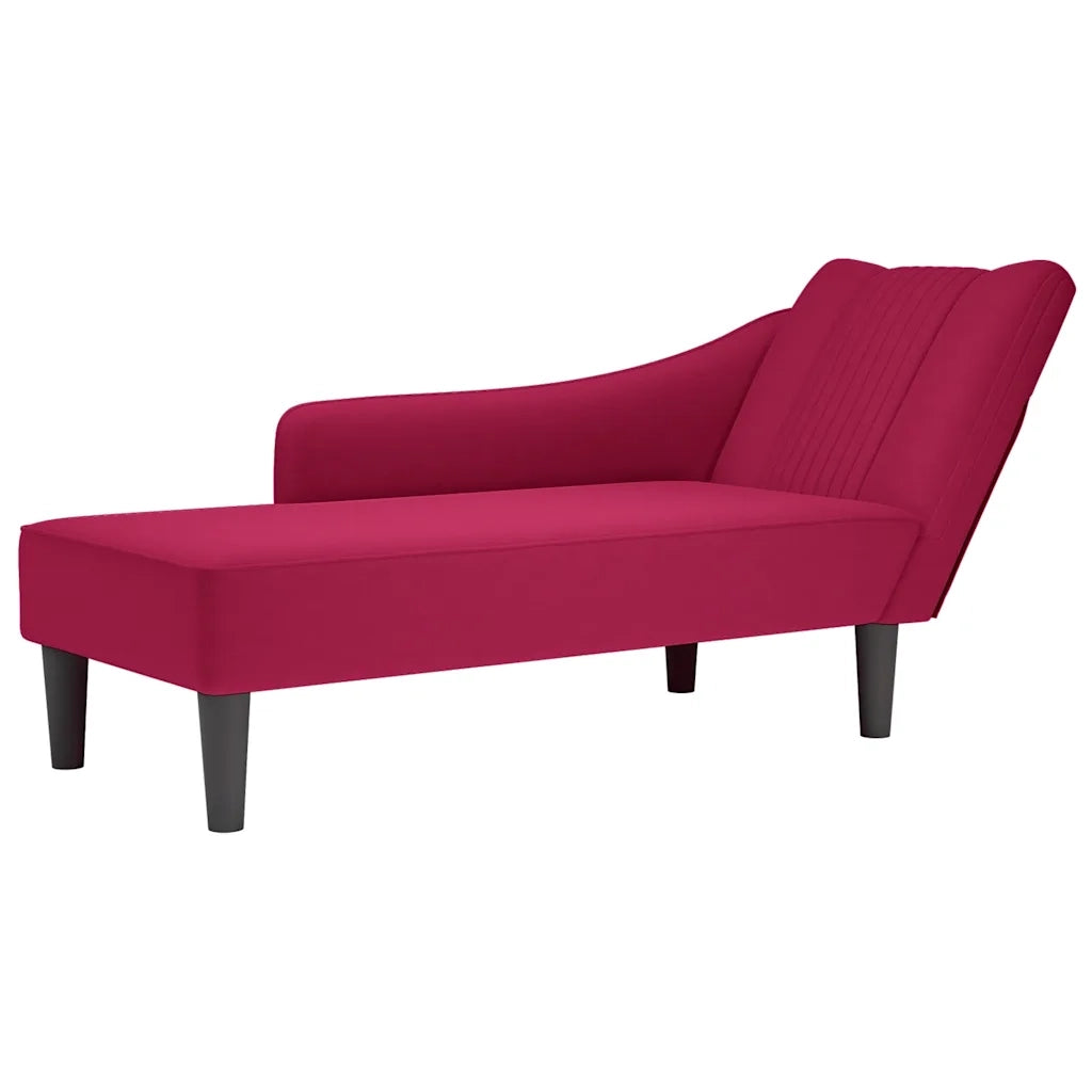 Sdraio con Bracciolo Destro in Velluto Rosso Vino 4009796