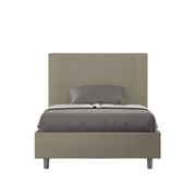 Letto una piazza e mezza con rete imbottito 130x210 similpelle cappuccino Goya