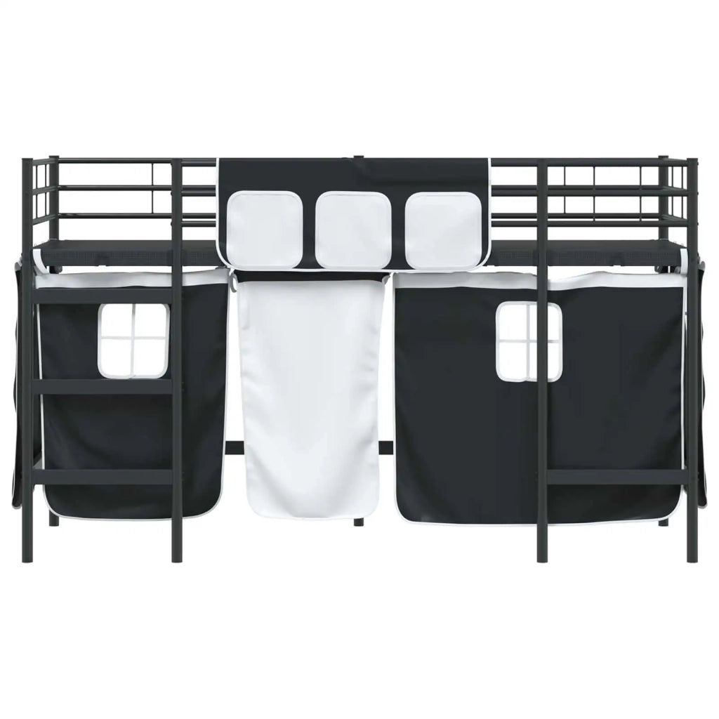 Struttura del Letto Loft per Bambini con Tendine Nero