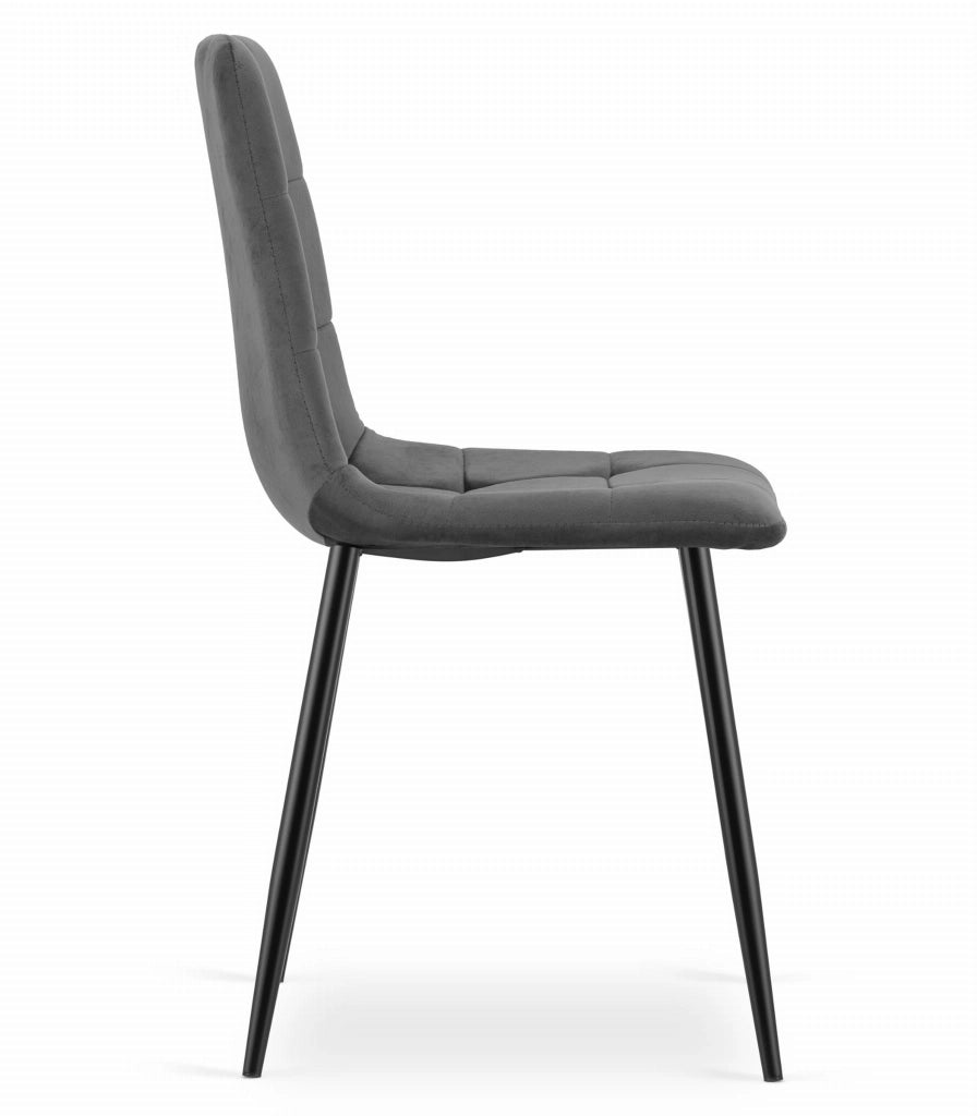 Sedia Valora PYRA in velluto grigio scuro, design moderno x4
