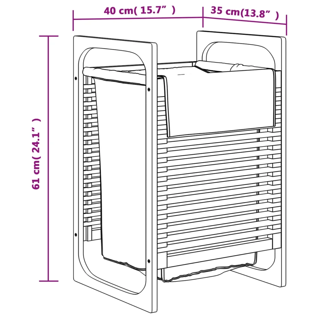 Cesto per il Bucato con Borsa Grigia 32x30x36,5 cm in Bamb¨´ CFW4281736