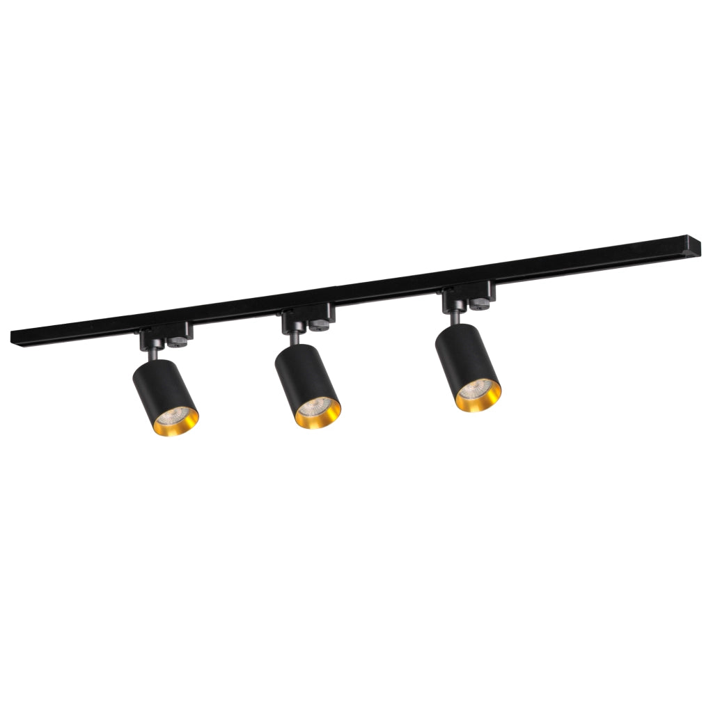 Kit binario in alluminio nero oro 3 faretti GU10 1m
