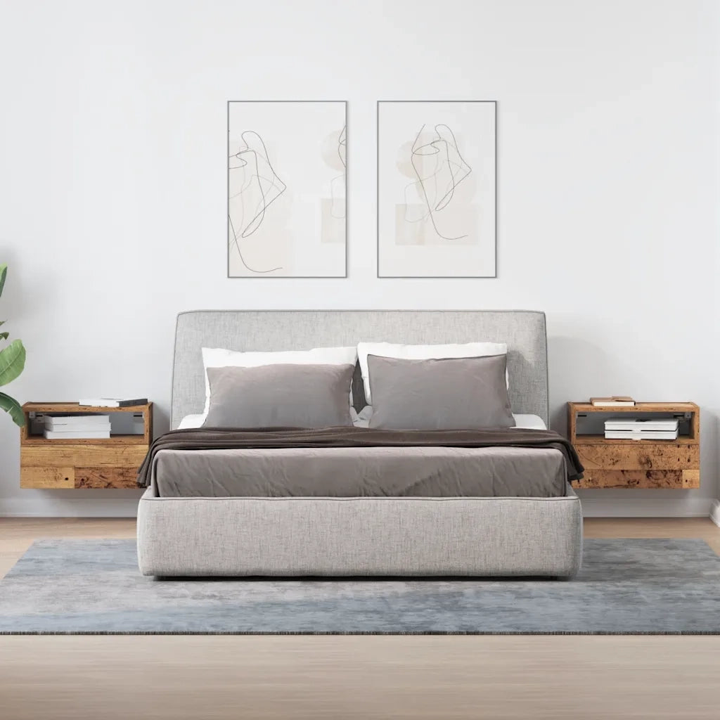 Comodini a Muro 2 pz Legno Antico 45x26x28,5 cm 858611