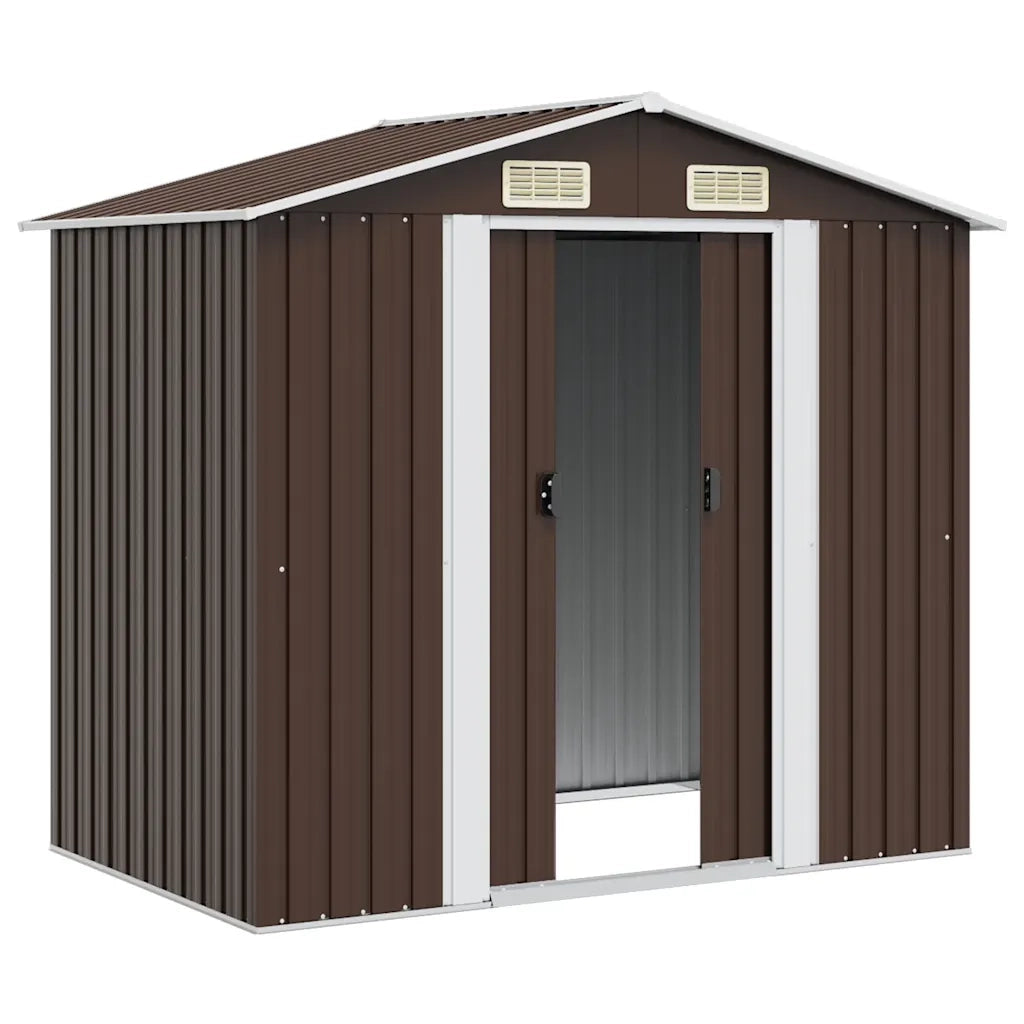 Capanno Attrezzi da Giardino Marrone 204x132x186 cm in Acciaio 47029
