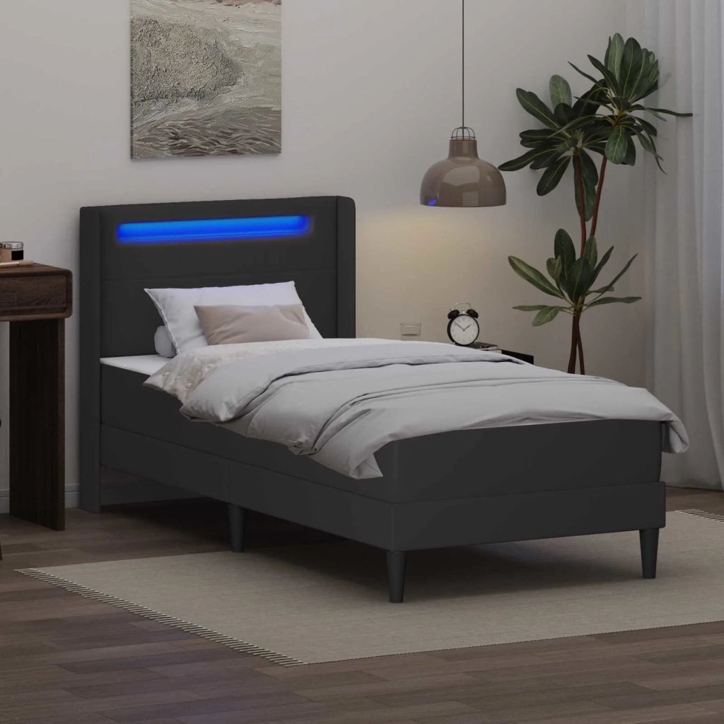 Struttura letto con materasso-Giroletto Grigio 90 x 190 cm Similpelle