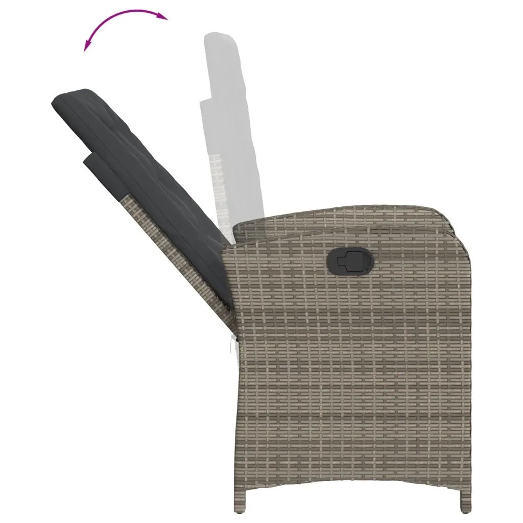 Set da Pranzo da Giardino 7 pz con Cuscini in Polyrattan Grigio 3212356