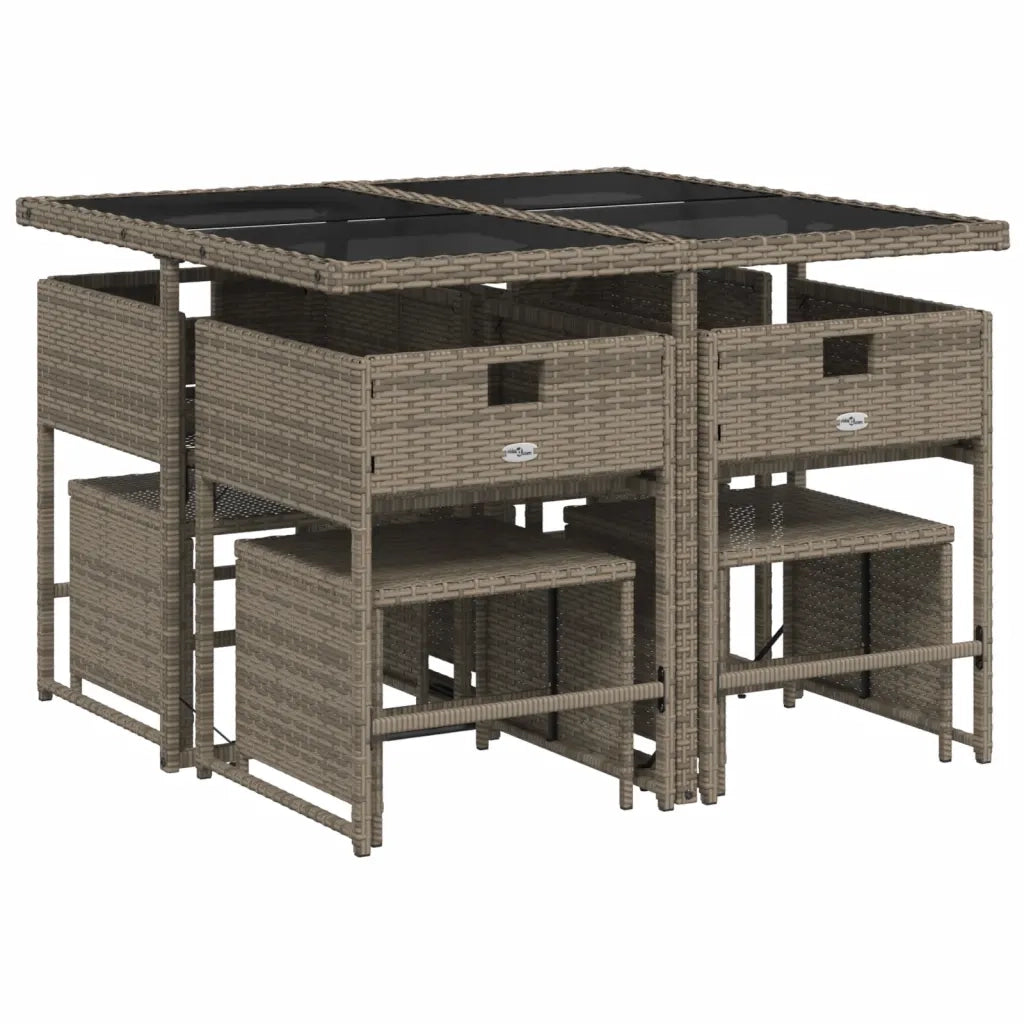 Set da pranzo da giardino da 9 pz con Cuscini in Polyrattan Grigio 3278088