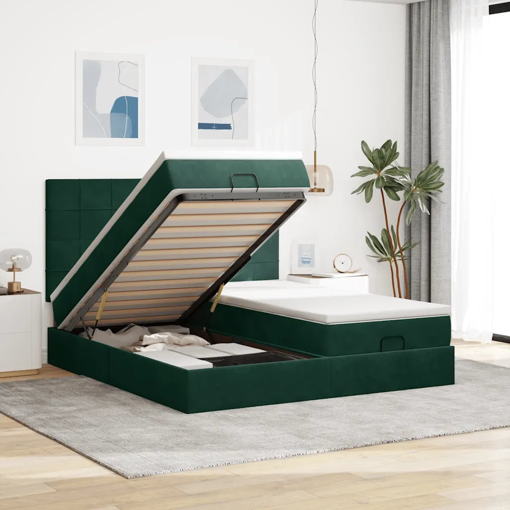 Struttura Letto Pouf con Materassi 200x200 cm Velluto 3313781