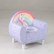 Divano per Bambini a Forma di Unicorno 55 x 40 x 55cm, Poltrona Imbottita con Tessuto Elastico Traspirante e Riempimento in Spugna, Mobile Moderno per Cameretta (Lilla)