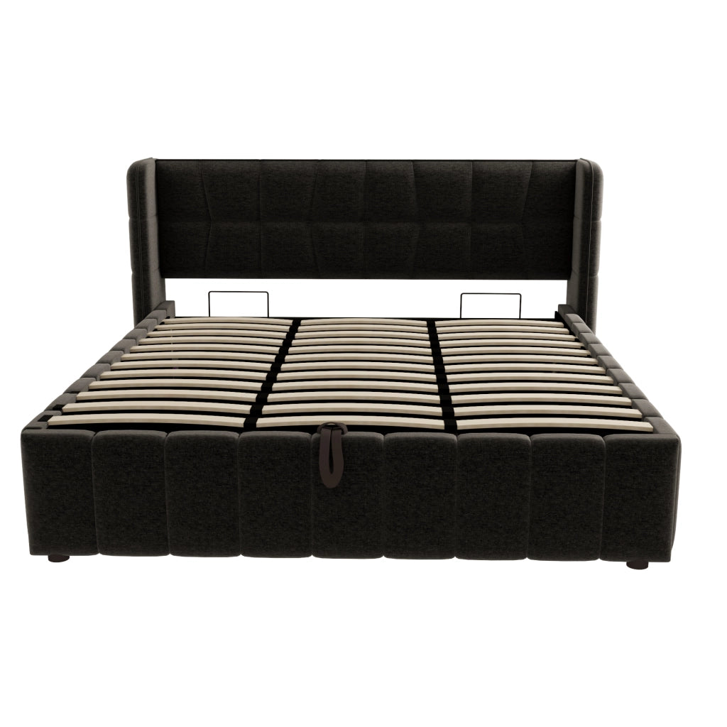 letto imbottito tessuto grigio 180 x 200 cm