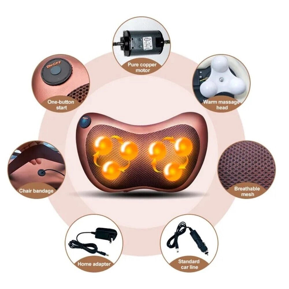 Cuscino massaggiatore shiatsu cervicale schiena glutei gambe casa auto CHM-8028