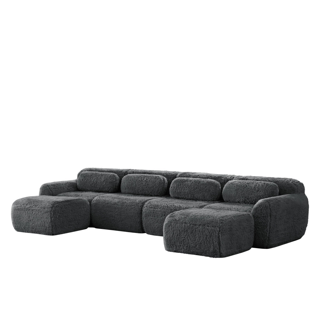Divano Modulare a U con Cuscini ¨C MINIMAL ¨C Velluto Grigio, Ergonomico