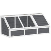 Casetta per Tartarughe di Terra senza Fondo, in Legno di Abete e Acciaio Zincato, 120x55x50A cm, Grigio e Bianco