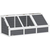 Casetta per Tartarughe di Terra senza Fondo, in Legno di Abete e Acciaio Zincato, 120x55x50A cm, Grigio e Bianco