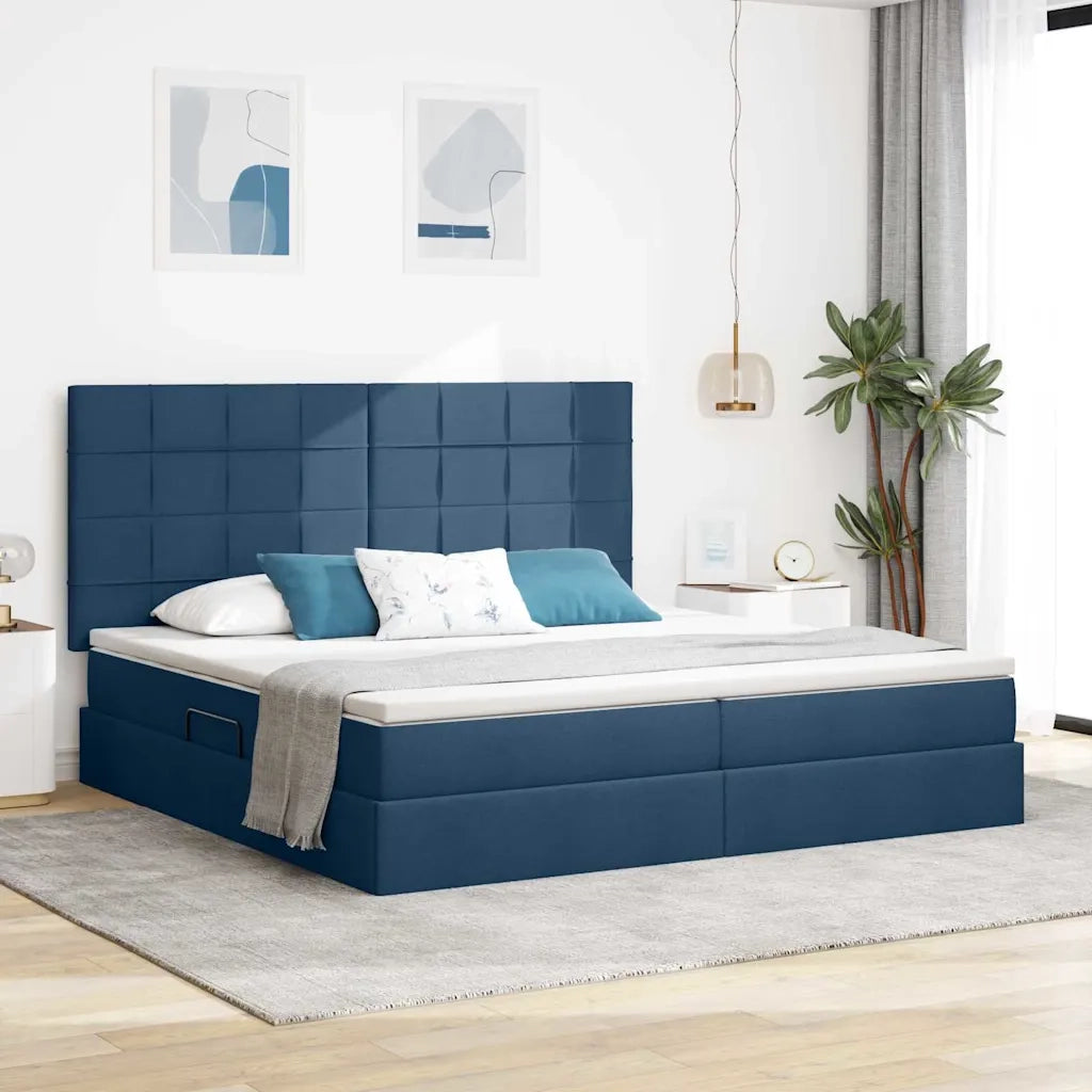 Letto con contenitore e LED con led Blu 200 x 200 cm Poliestere