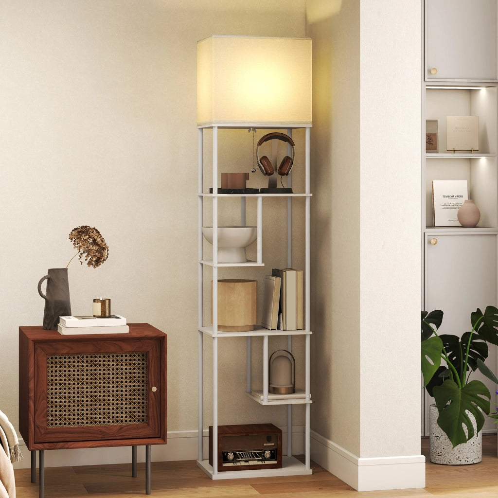 Lampada da Terra con Mensole ¨C Xylo ¨C Temperatura Colore Regolabile 3000K-6500K con Telecomando E27