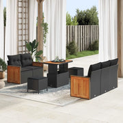 Set Divano da Giardino con cuscino 8 pcs Nero