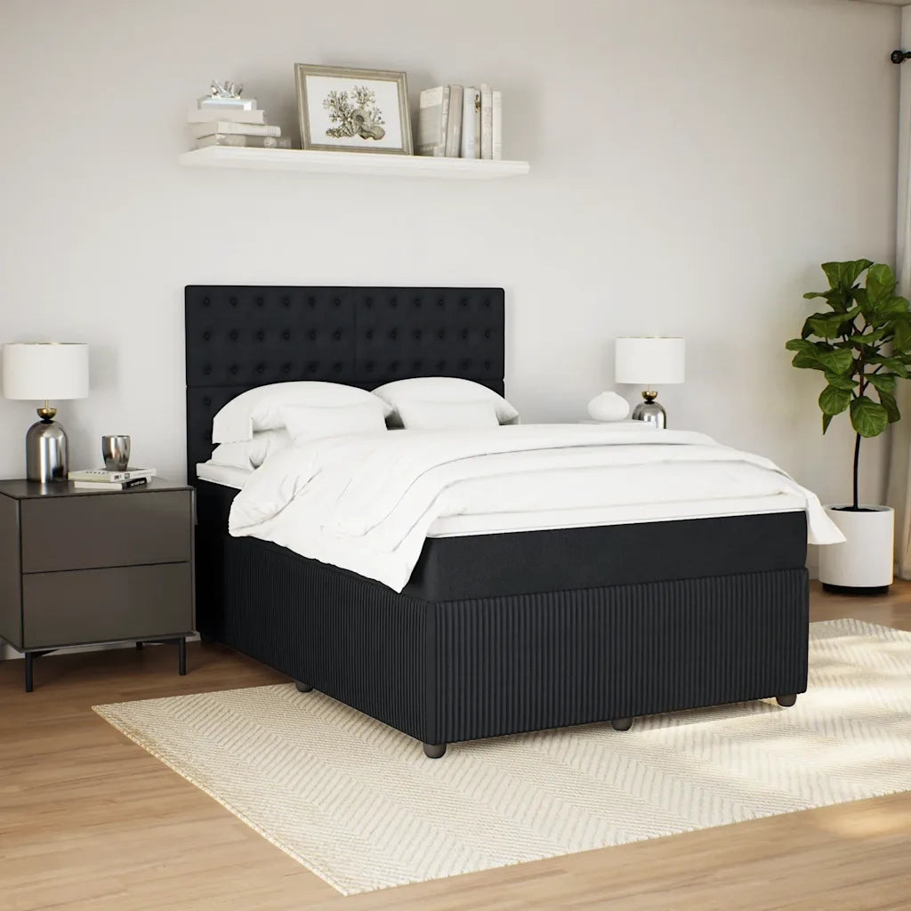 Giroletto a Molle con Materasso Nero 140x200 cm in Velluto 3294672