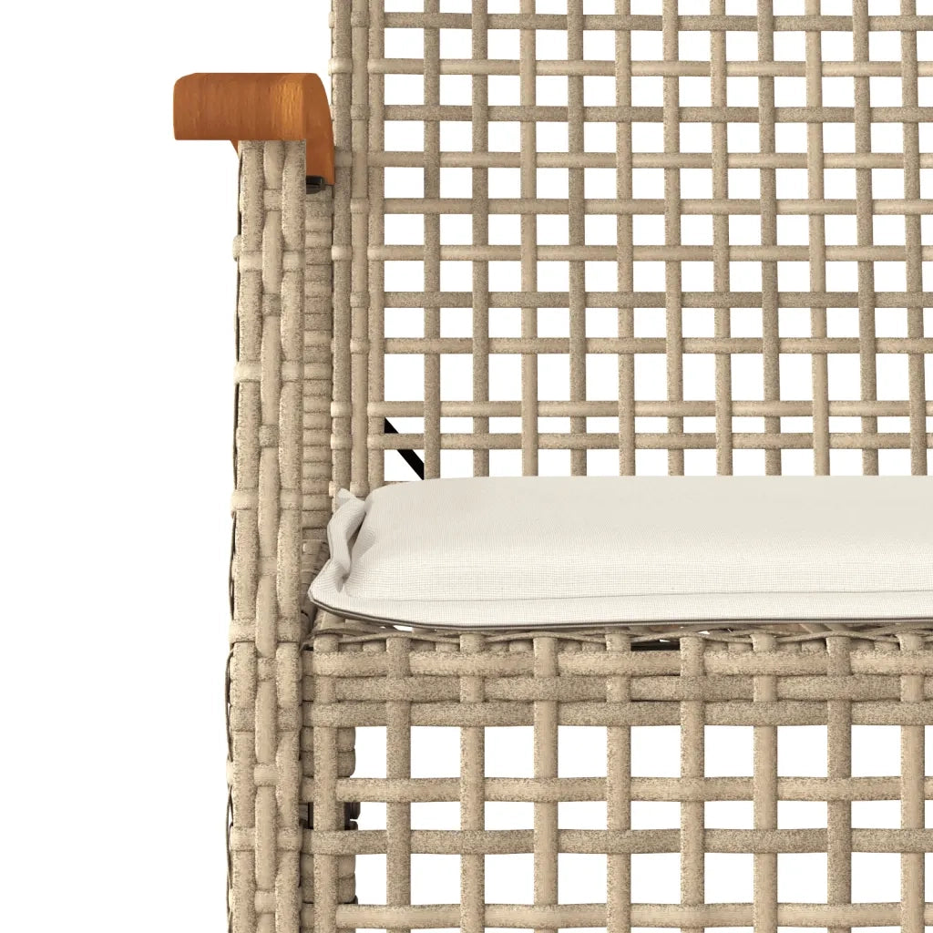 Set da Pranzo da Giardino 7 pz con Cuscini Beige in Polyrattan