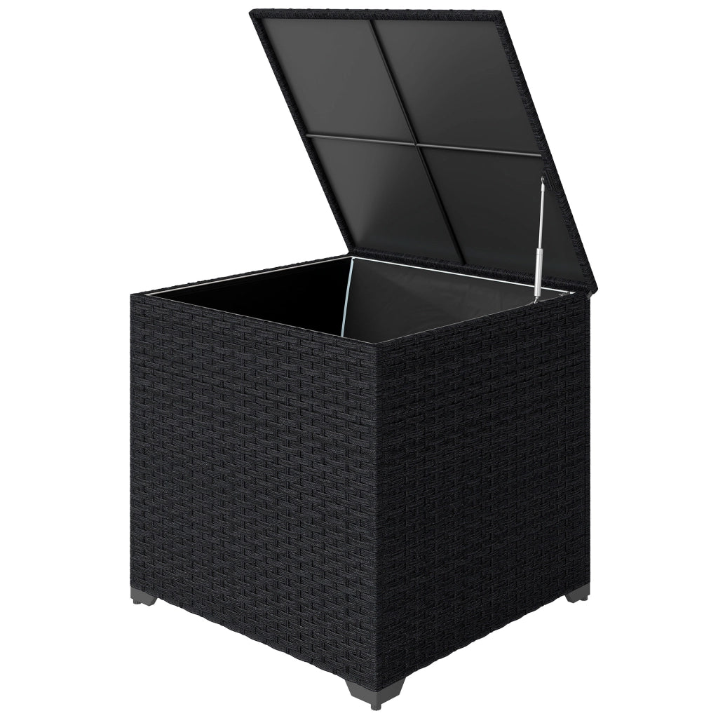 Cassa per esterno in rattan 253L con cerniera e telaio in acciaio nero ¨C Minimal ¨C nero