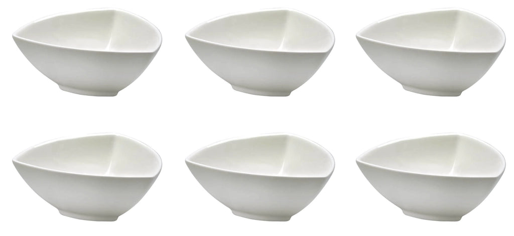 Set 6 Coppette Triangolari 13x13x5,5 cm in Porcellana Allluminica Kaleidos Aluxina Bianche