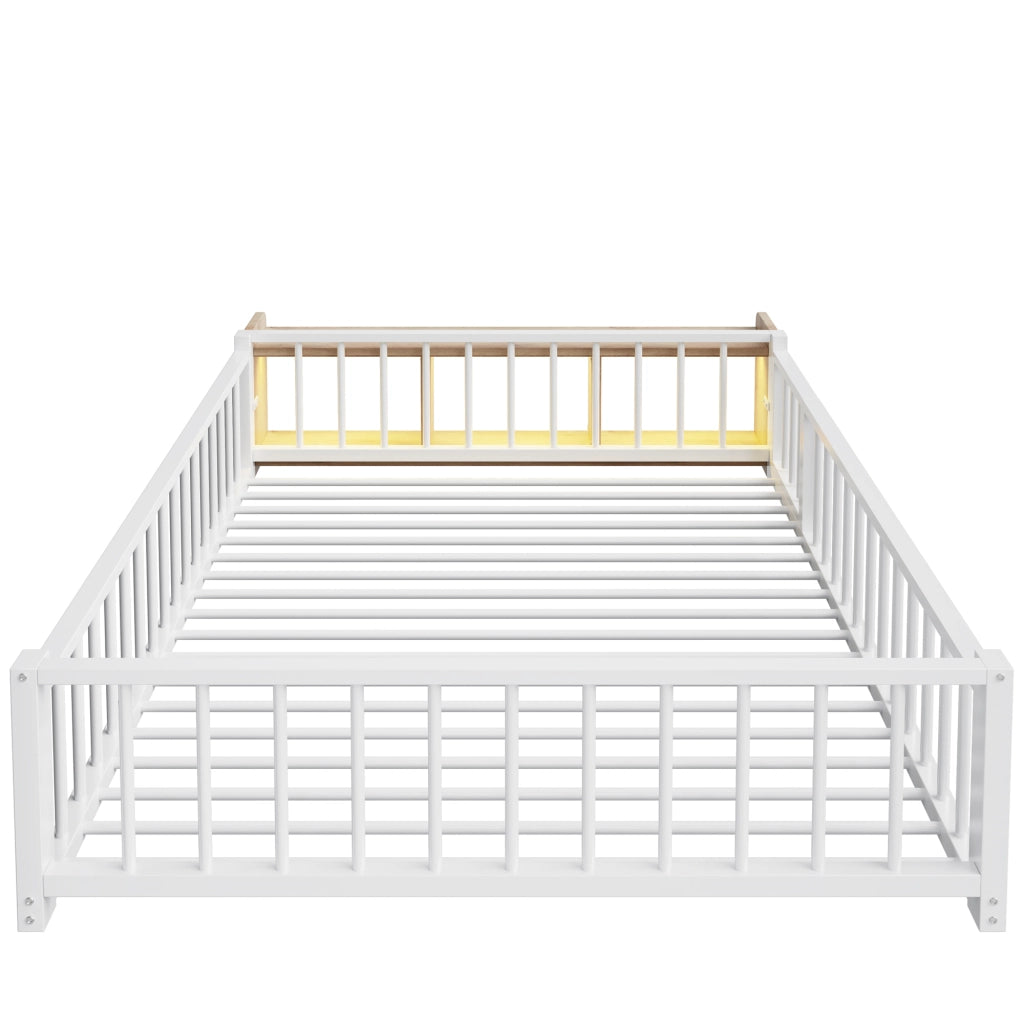 Letto in Metallo con LED e Sponde ¨C MINIMAL ¨C Bianco 140x200