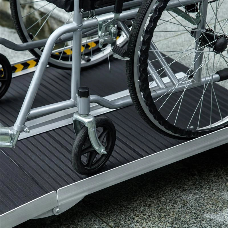 RAMPA PER SEDIA A ROTELLE PIEGHEVOLE E ANTISCIVOLO IN ALLUMINIO, 152X73CM, CAPACITÓ 272KG