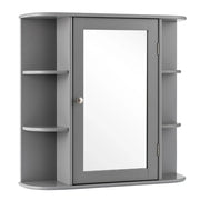 Mobiletto da bagno pensile 65 x 17 x 64 cm con specchio e 6 ripiani moderno e versatile in MDF grigio 20_0012770