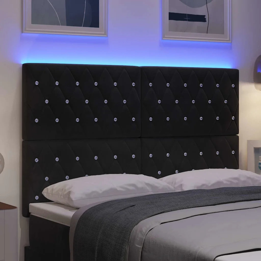 Testiera LED con luci a strisce a LED Nero 144 cm Poliestere 3338362