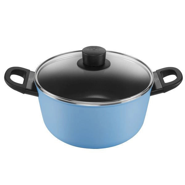 Ballarini CAPRERA Caprera Casseruola con Coperchio 24 cm 4,75 L Compatibile Induzione Rivestimento Antiaderente Kera Gloss colore Blu