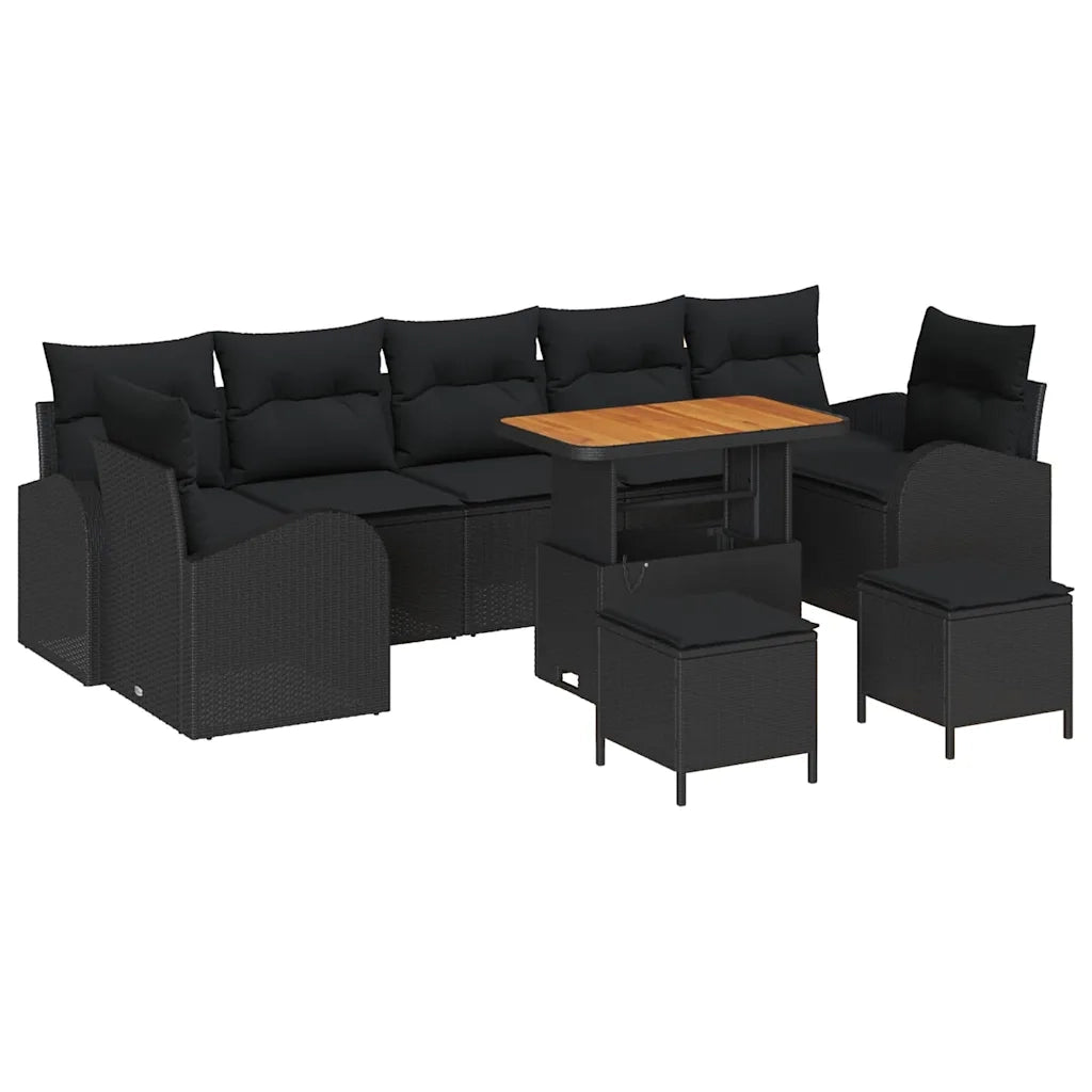 Set Divano da Giardino con cuscino 10 pcs Nero polyrattan 3362379