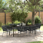 Set da Pranzo per Giardino con cuscino 7 pcs Nero 3380923