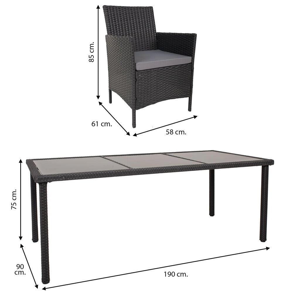 Set tavolo nero e 8 sedie