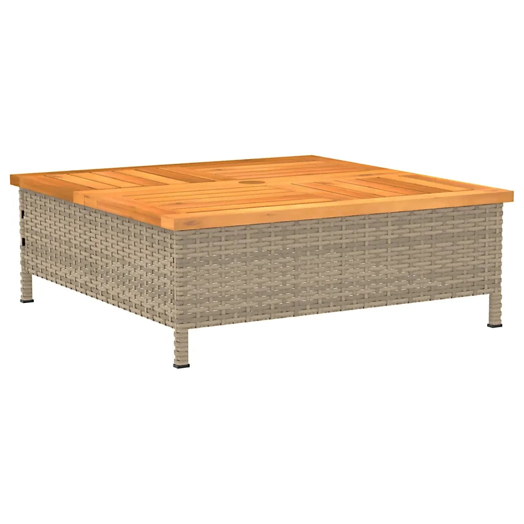 Copertura Base Ombrellone-Supporto per ombrellone Beige 70x70x25 cm Polyrattan e Acacia