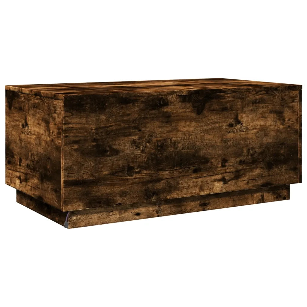 Tavolino da Soggiorno con Luci LED Rovere Fumo 90x50x40 cm 839879