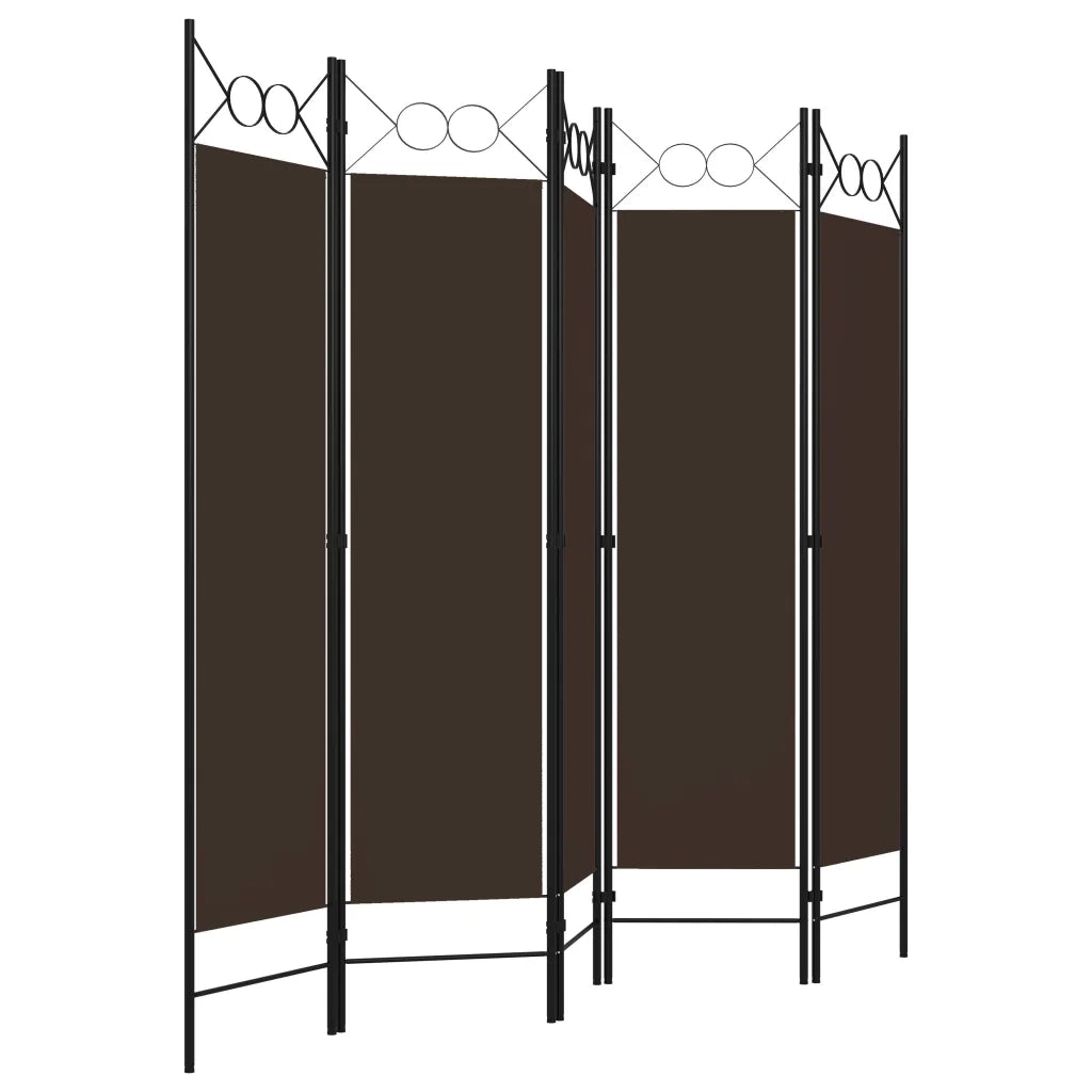 Divisorio Ambienti | Divider per stanze | Paravento a 5 Pannelli Marrone 200x180 cm
