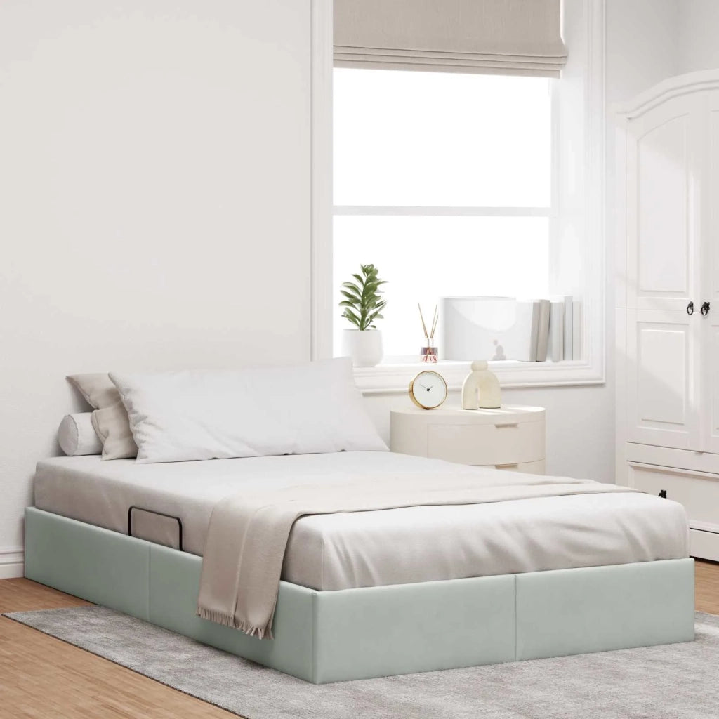 Letto ottomano Grigio Chiaro 120 x 200 cm Velluto 3442874