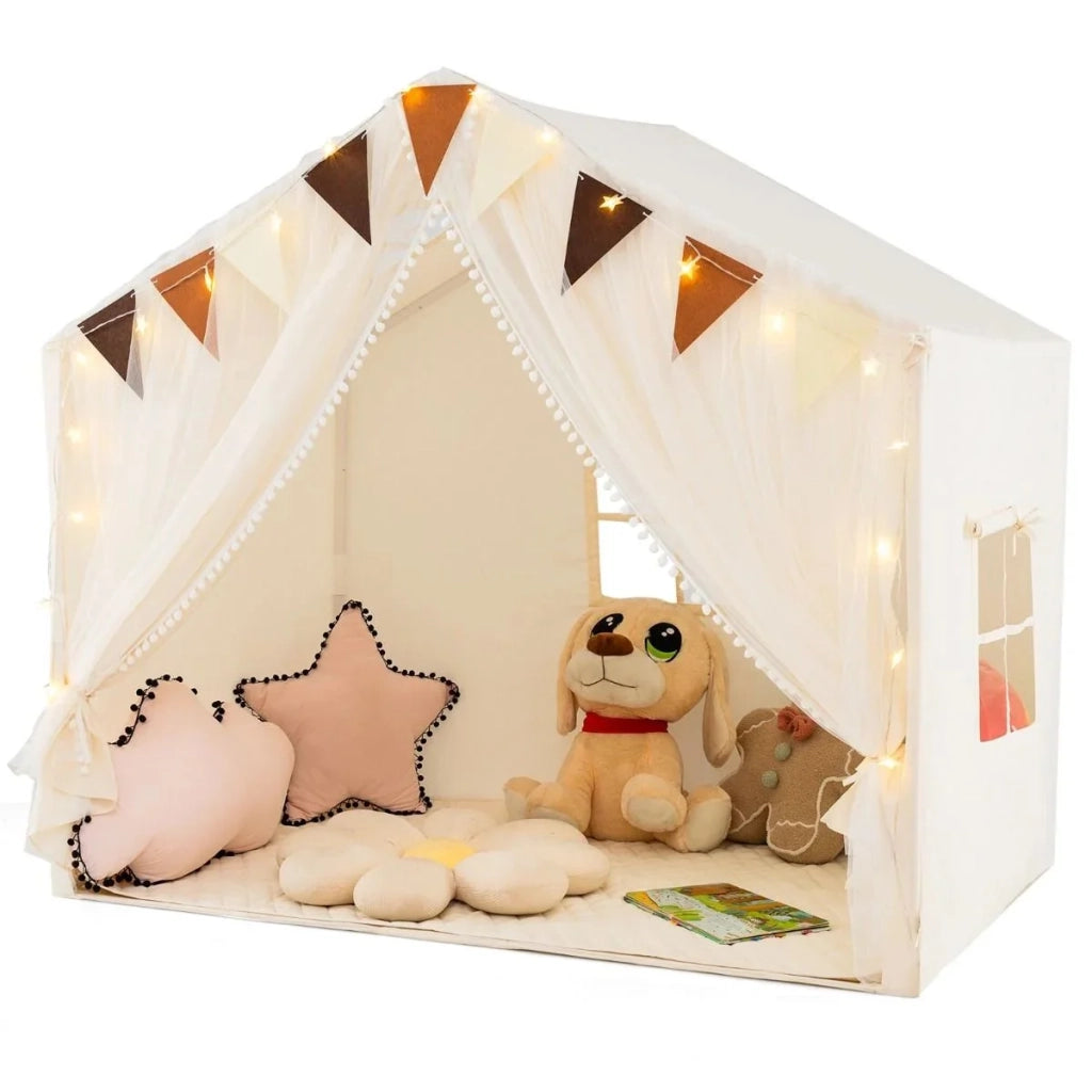 Tenda da gioco per bambini 146 x 96 x 133 cm area giochi sicura atmosfera accogliente design moderno poliestere beige 20_0014299