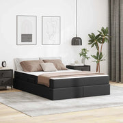 Letto con contenitore e materasso 2 pcs Nero Pelle