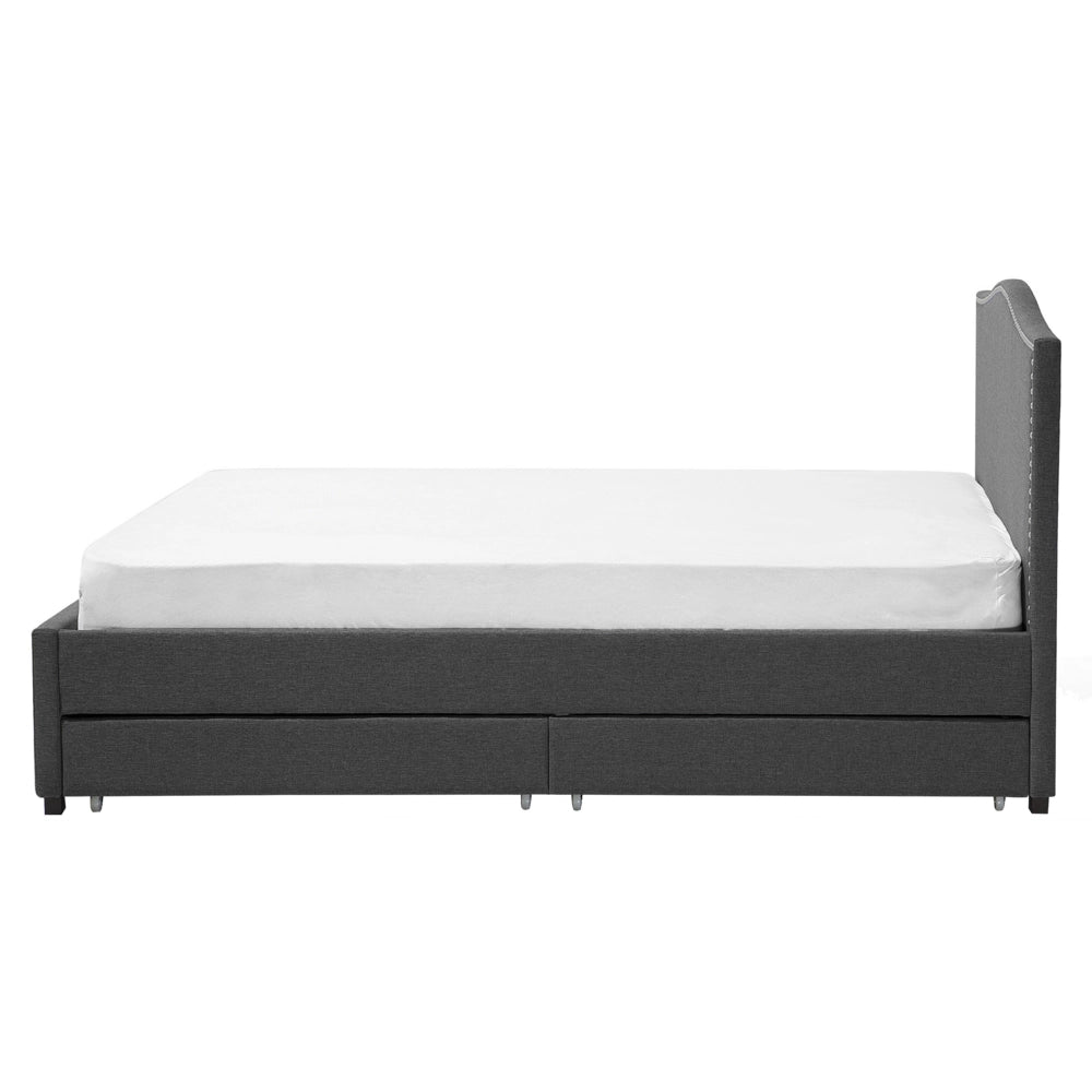 Struttura del letto Cassetto imbottito in poliestere grigio 160 x 200 cm Design tradizionale