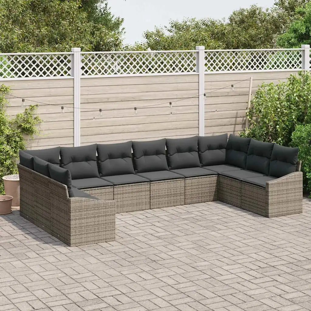 Set di divani con cuscino 10 pcs Grigio polyrattan 3346899