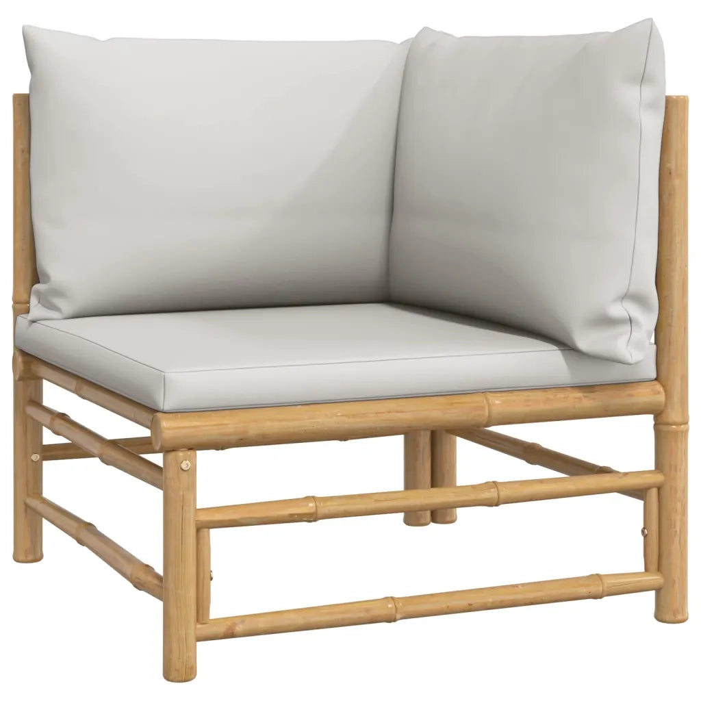 Set Salotto da Giardino 5pz con Cuscini Grigio Chiaro Bambù 3155106