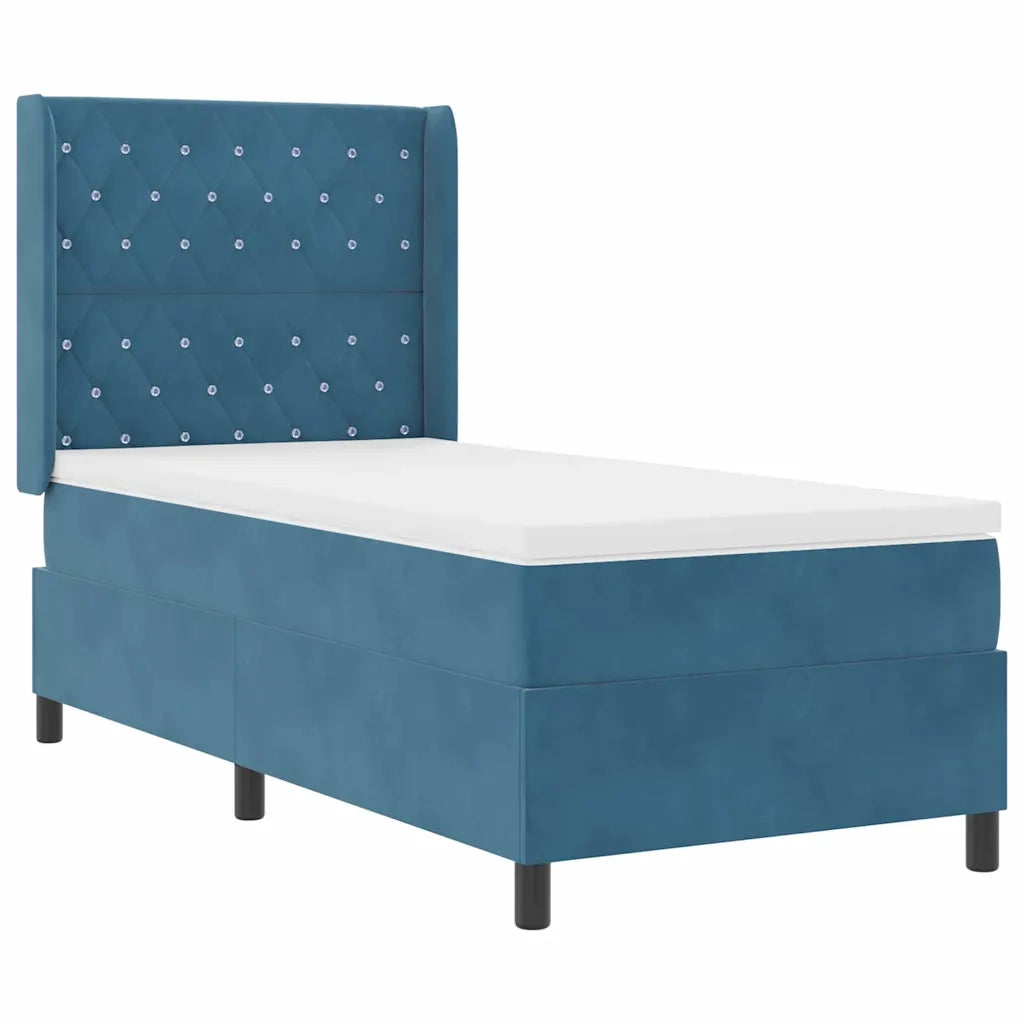 Letto a molle con materasso Blu 100 x 200 cm Velluto 3341946