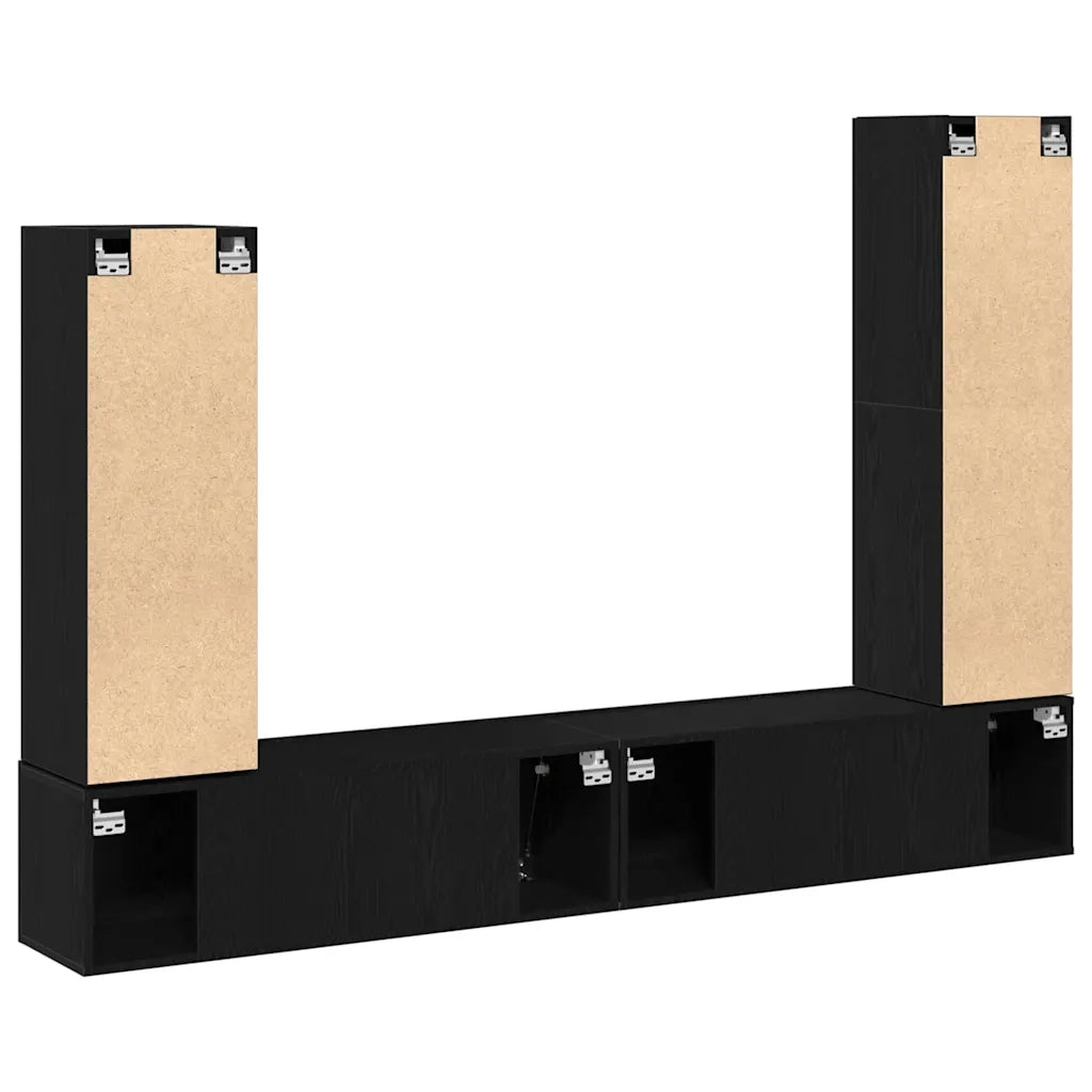 Set mobile TV 6 pcs Rovere Nero Legno multistrato 3333060