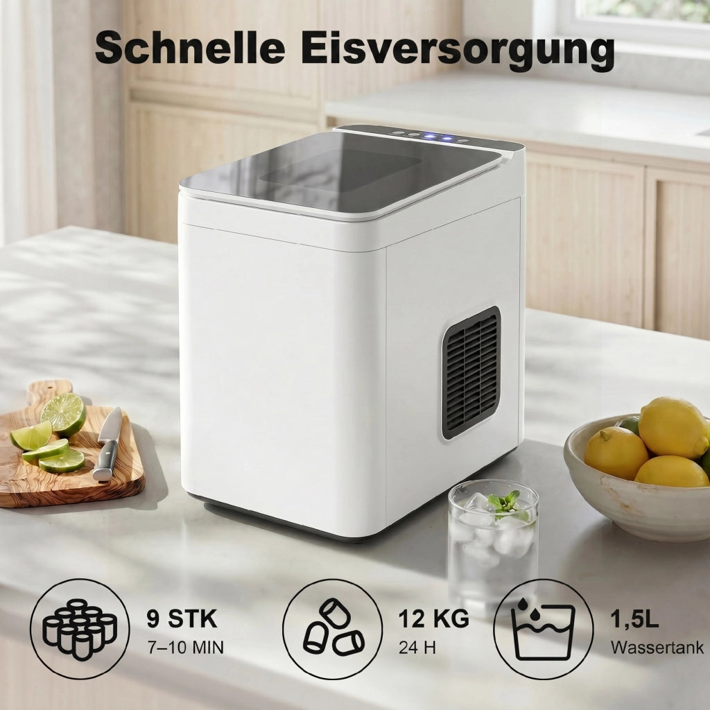 Macchina per Ghiaccio Autopulente ¨C Xylo ¨C Bianco Compatto con Paletta e Cestello