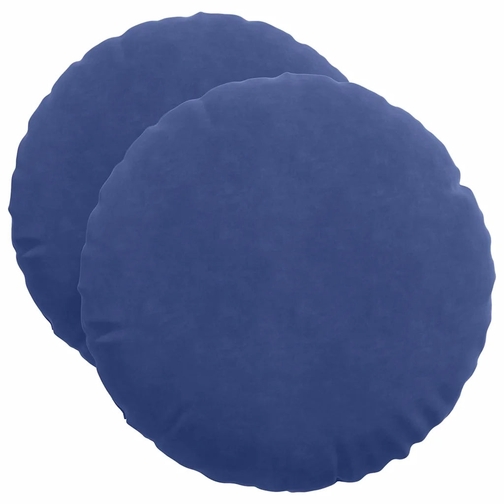 Cuscini per Seduta 2 pcs Blu Polizia Ø50 x 19 cm Velluto 42014185