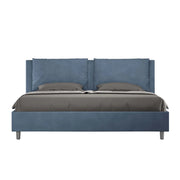 BS COM Letto matrimoniale king size senza rete imbottito 170x200 microfibra blu