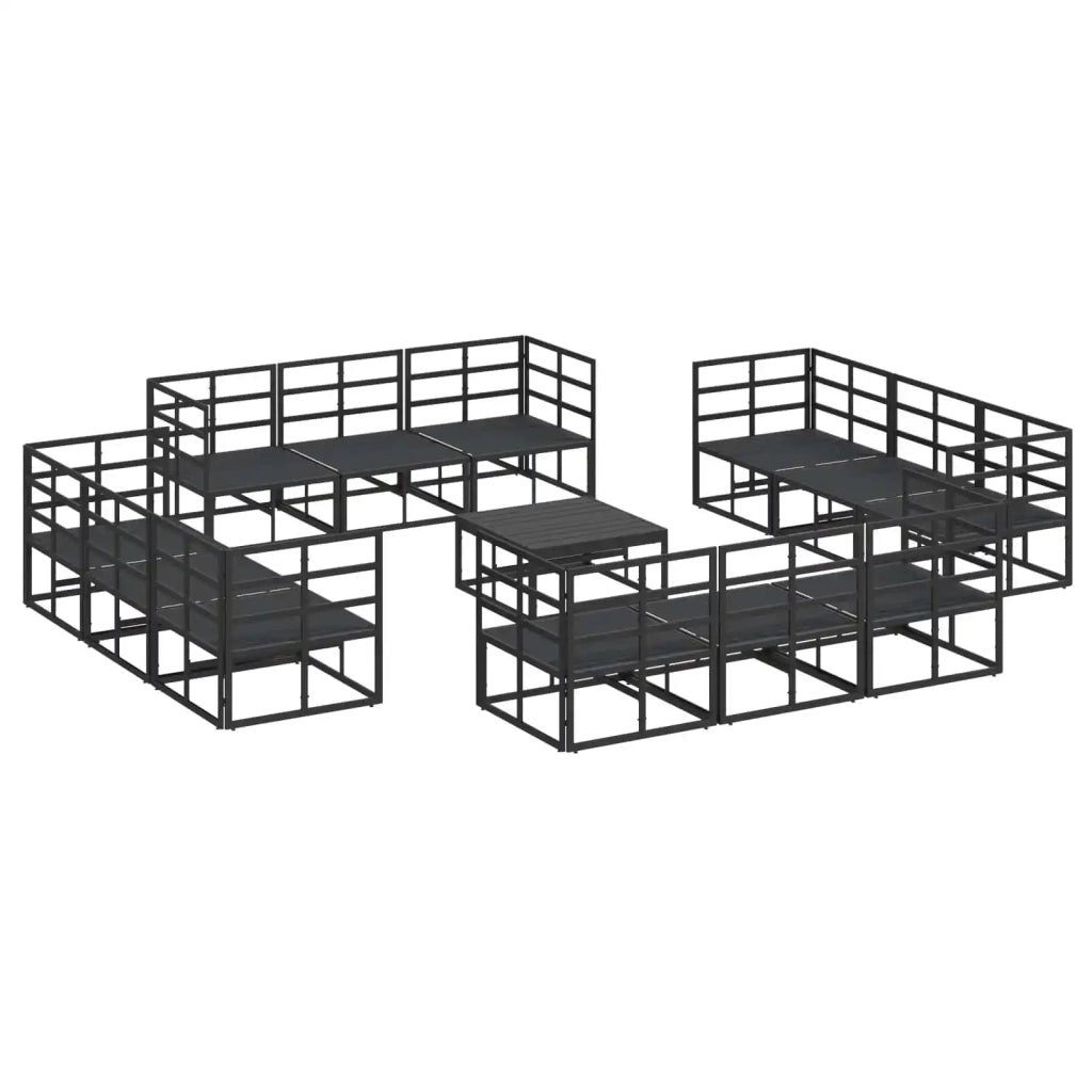 Set Divano da Giardino 13 pcs Nero Metallo 3378845